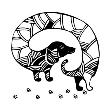 Dachshund Köpek. Vektör karikatür çizim