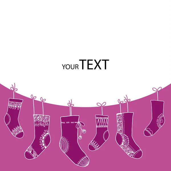 stock vector Сollection of funny socks on a purple background