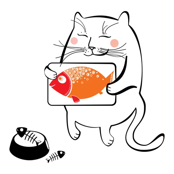 Funny cat with card. Series of comic cats. — Stock Vector