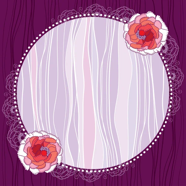 复古圆框与粉红色的菊花 — 图库矢量图片