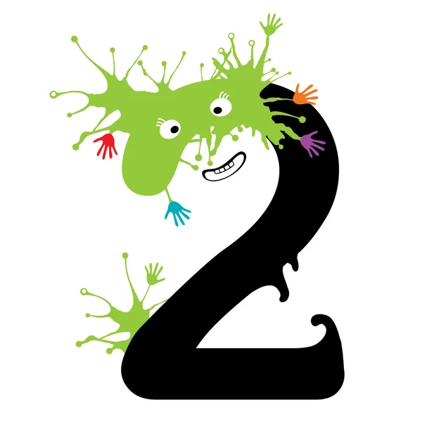 Illustration de Two Number avec monstre. Numéros de conception fixés . — Image vectorielle