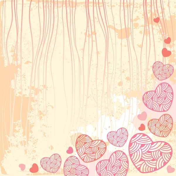 Vintage background with ornate hearts — Stock Vector