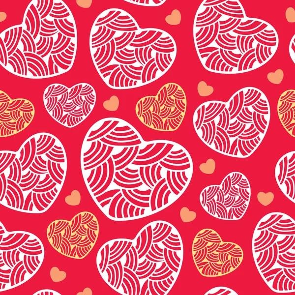 Seamless pattern with ornate hearts — Stock Vector