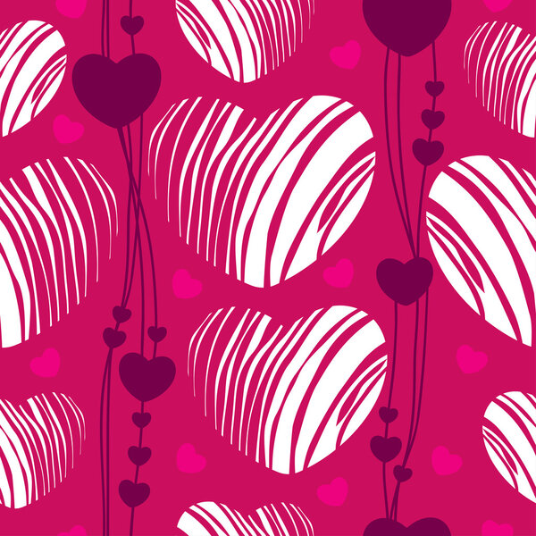 Seamless pattern with striped hearts