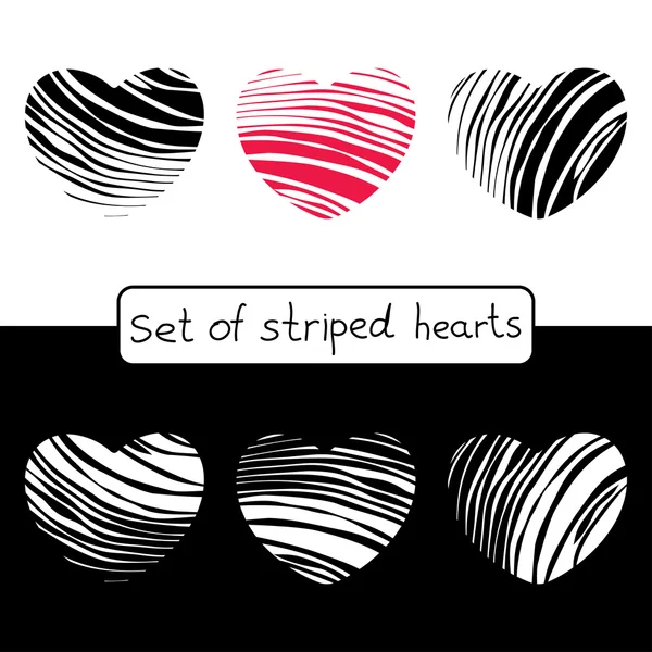 Decorative striped hearts — Stock Vector