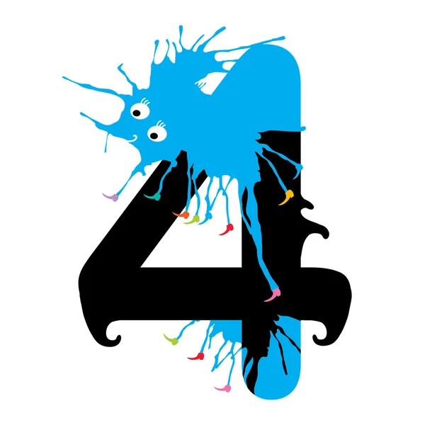 Illustration of Four Number with monster. Design numbers set. Royalty Free Stock Illustrations