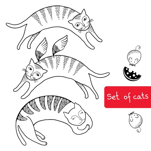 Set van Funny cats voor uw ontwerp Vectorbeelden