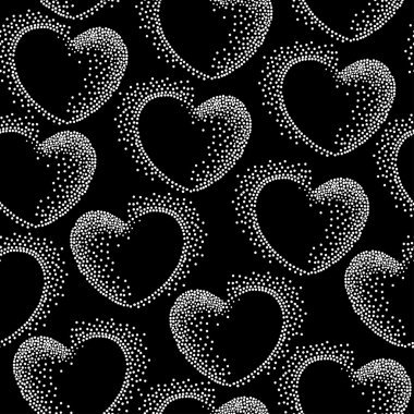 Siyah bir arka plan üzerinde noktalı kalpleri ile Seamless Modeli
