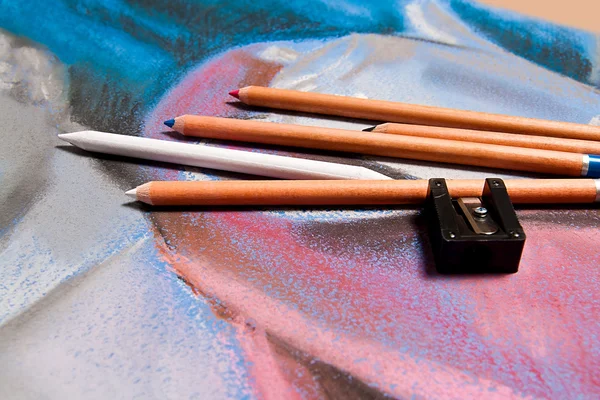 Potloden pastel en originele pastel tekening van stilleven. — Stockfoto