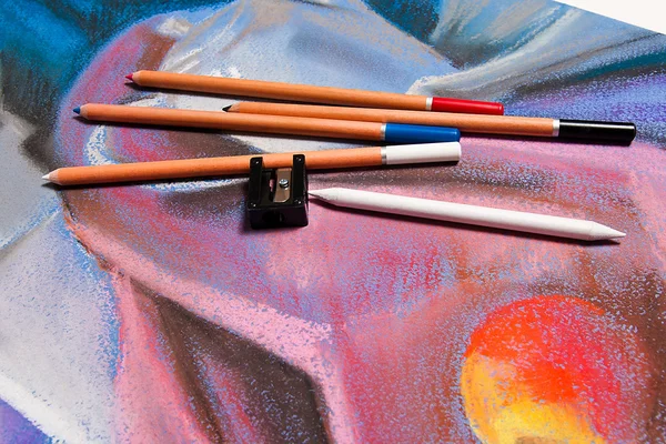 Pastelkleuren en originele pastel tekening van stilleven. — Stockfoto