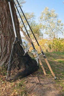 makaralı ve açılış net balıkçılık çubuklar.