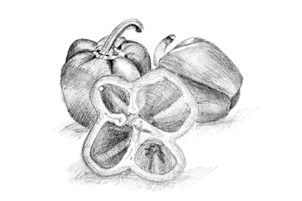 Original pencil drawing by the pepper. — Stock Photo, Image