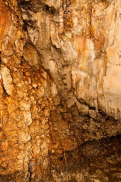 Limestone formations on the wall of an underground cave. — Stock Photo, Image