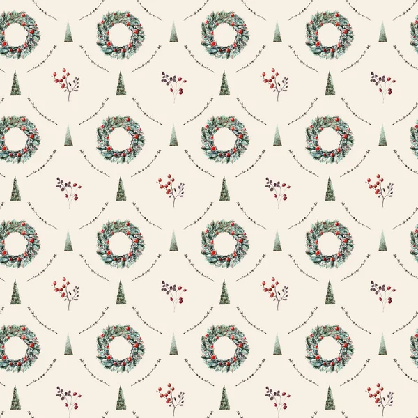 Aquarell Weihnachten Nahtlose Muster Aquarell Muster Perfekt Für Tapeten Stoffdesign — Stockfoto