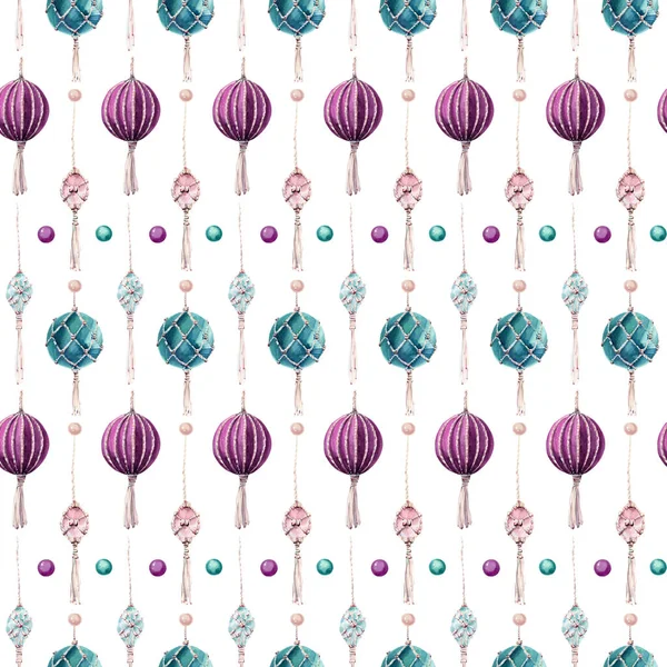 Watercolor Boho Christmas Seamless Pattern Fabric Design Textile Digital Paer — Stock Photo, Image