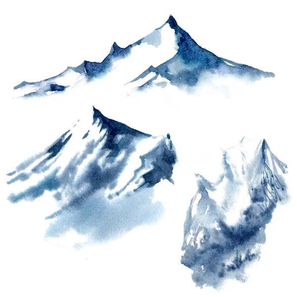 Illustrations Montagnes Aquarelle Pic Neige Liberté Vainqueur — Photo