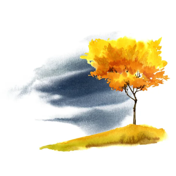 Autumn Watercolor Landscape Fall Mood Autumn Trees Perfect Posters Invitations — 스톡 사진