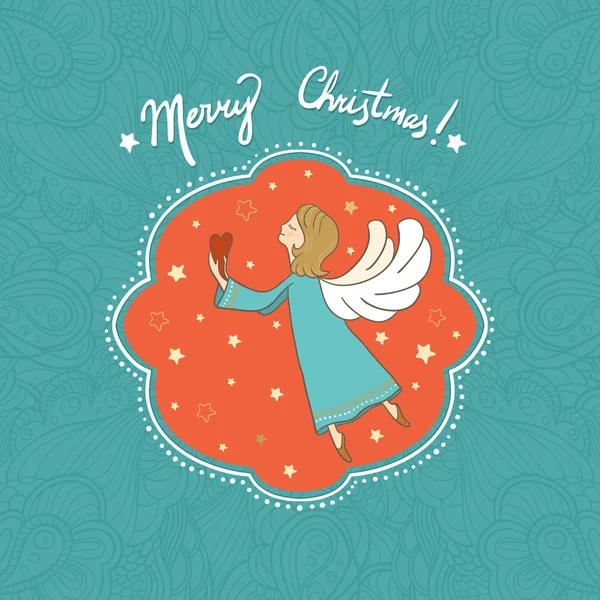 Cute flying Christmas angel — Stock Vector