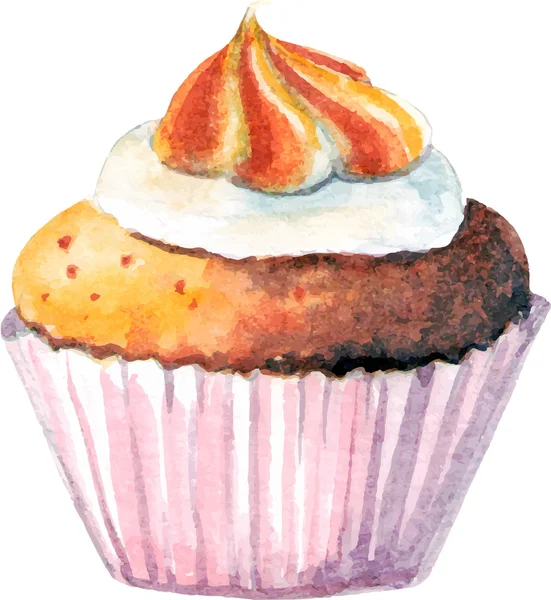 Acuarela cupcake comida . — Archivo Imágenes Vectoriales