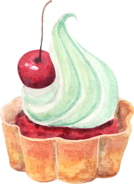 Nourriture cupcake aquarelle . — Image vectorielle