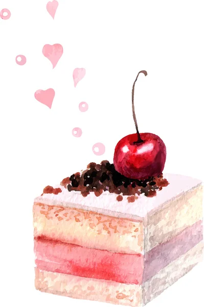 Pièce aquarelle de gâteau — Image vectorielle