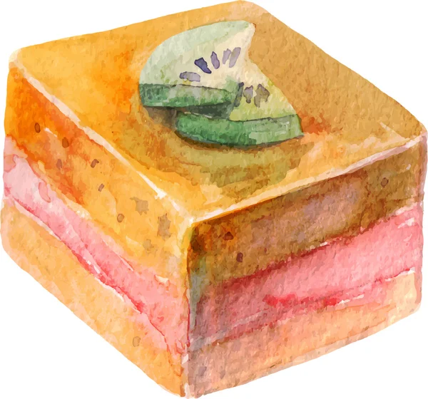 Aquarell-Kuchenstück. — Stockvektor