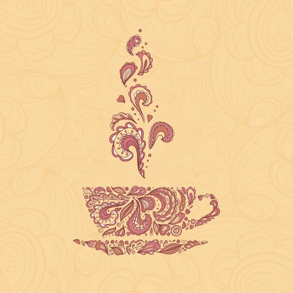 Ornamental cup of coffee, tea. — 图库矢量图片