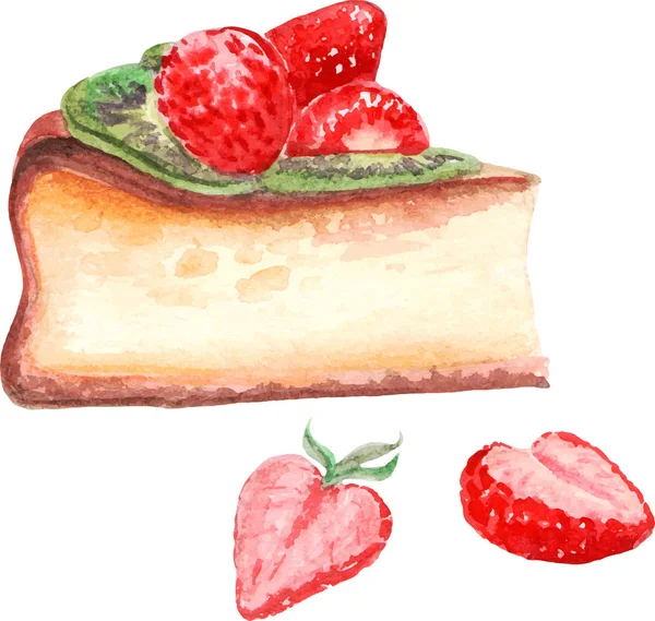 Aquarel pie, fluitje van een cent. — Stockvector