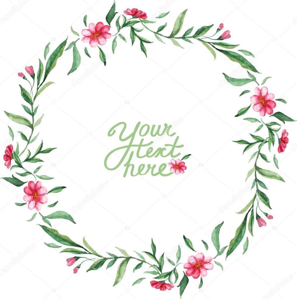 Watercolor flowers circle frame. — Stock Vector © Marta 