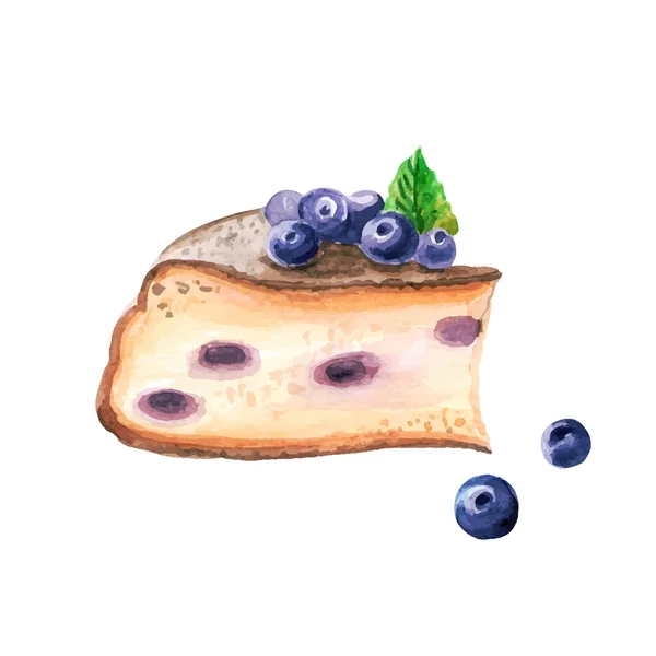 Bolo de aquarela vetorial, pedaço de bolo . — Vetor de Stock