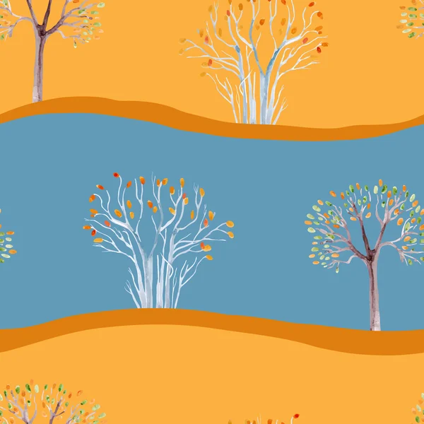 Vektorové akvarel stromy bezešvé vzor — Stockový vektor
