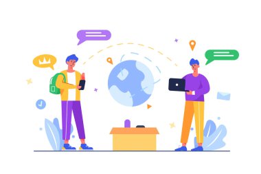 Kurye, müşteri dairesine değerli paketi teslim ediyor.