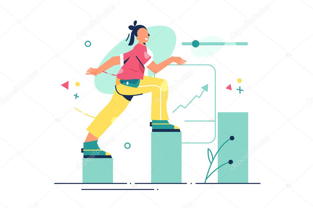 Woman ascending on chart