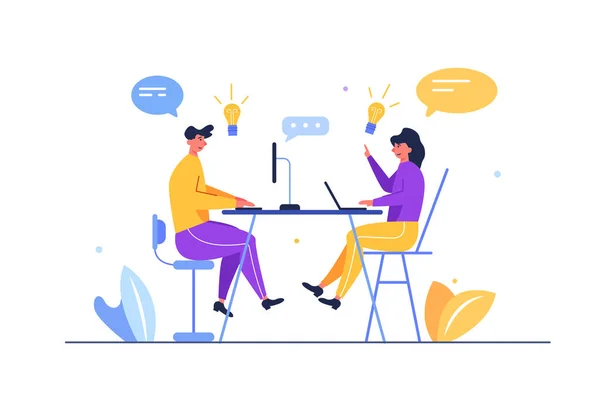 Bir erkek ve bir kız masada oturmuş birbirleriyle konuşuyorlar.