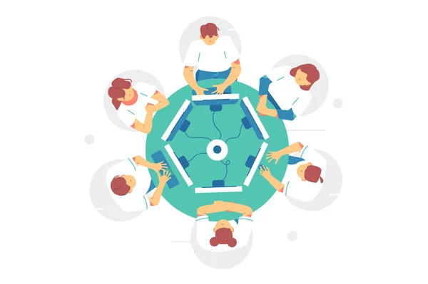 Yuvarlak masada iş toplantısı.