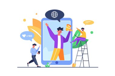 Bir grup insan sosyal medya pazarlamacılığıyla meşgul.