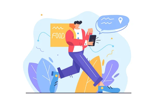 Kurye müşteriye yemek dağıtır.