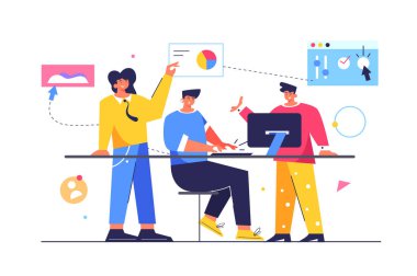 Dosyalar ve verilerle çalışan bir grup işçi