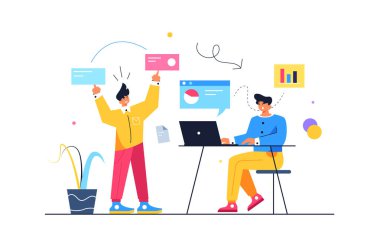 İki adam sanal baloncuklar aracılığıyla işlem kontrolüne dahil oluyor.