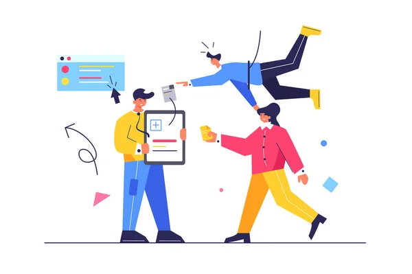 Bir grup işçi bir ekipte projeler üzerinde çalışıyor.