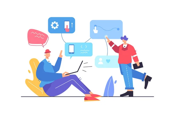 İki adam başvuru mantığını hazırlıyor.