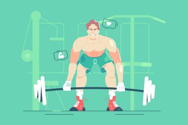 Adam spor salonunda ağır halter kaldırıyor.