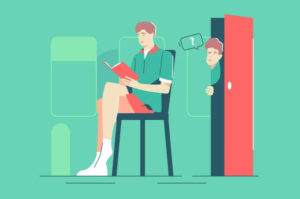 Meraklı adam arkadaşını dikizler.