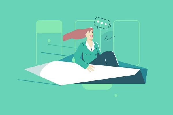 Kağıt origami üzerinde uçan kadın