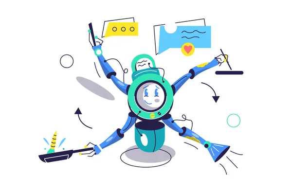 Düz stilde tüm işlerde elektrikli robot asistanı