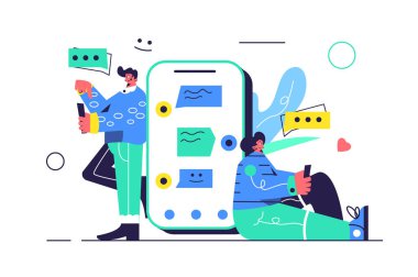 Kız ve erkek birbirlerine yazışıyorlar.