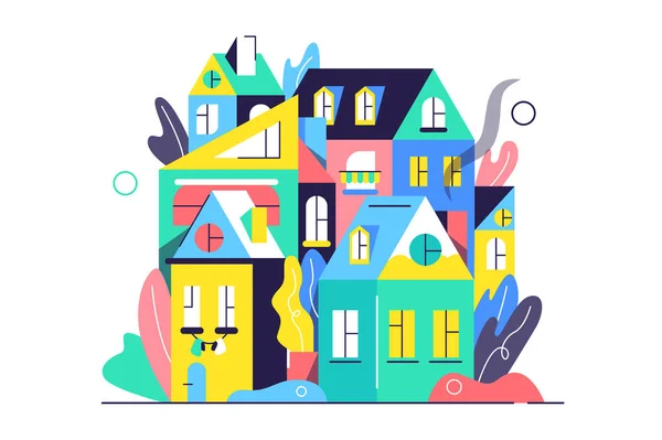 Düz stil evlerin modern kasabası