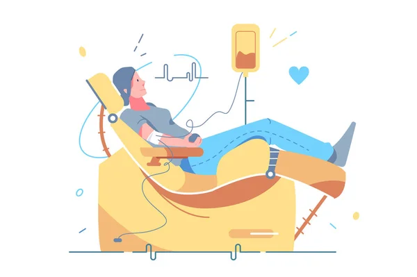 Klinikte kan bağışı yapan kadın.