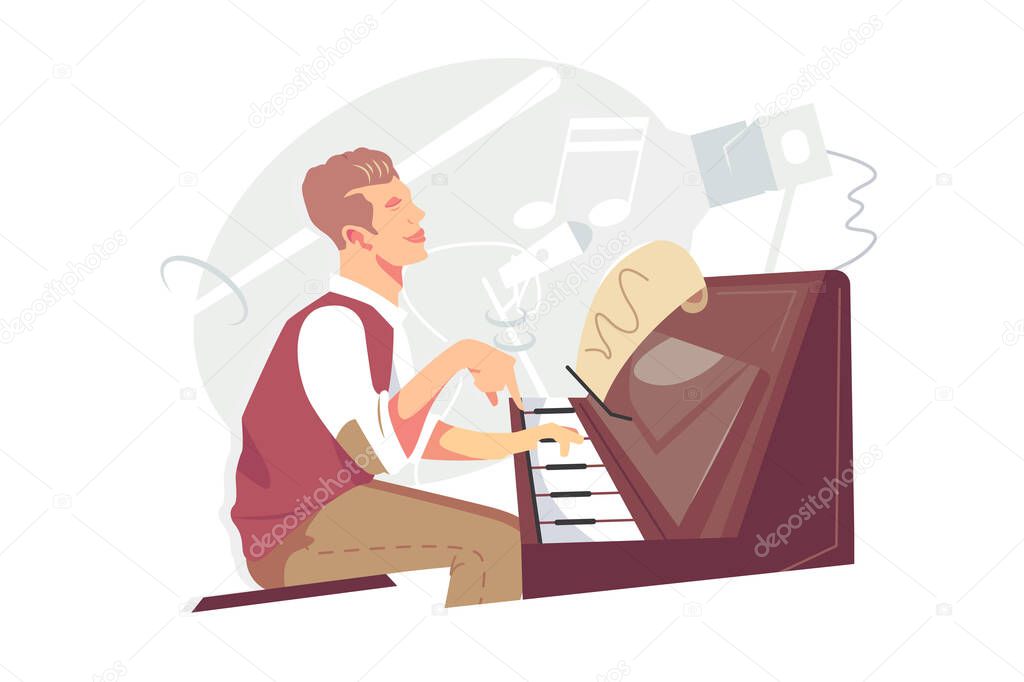 Jazz pianist at piano instrument