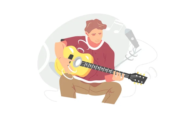 Gitar çalan genç müzisyen